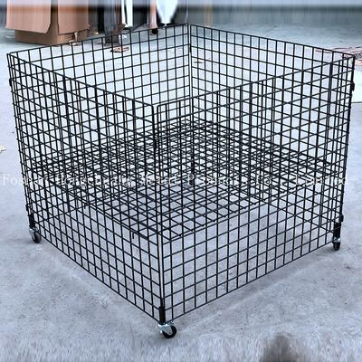 Progettazione moderna semplice del metallo del centro commerciale del carrello portatile della gabbia con il carrello della gabbia di stoccaggio del cuscino del carrello della gabbia della ruota