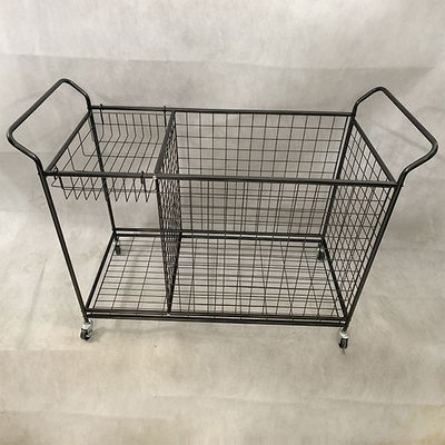Scaffali di esposizione smontabili del supermercato del metallo di colore nero con le ruote