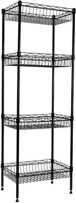 Scaffale della scaffalatura di stoccaggio del nastro metallico di 4 file con l'organizzatore d'angolo regolabile dello scaffale della cucina dei canestri