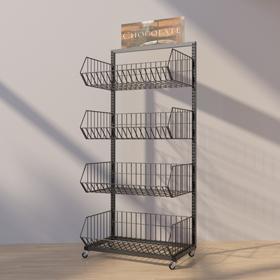 Scaffalatura di verdure della drogheria dell'armadietto di esposizione dello scaffale del supporto della cucina del canestro di 4 gomme