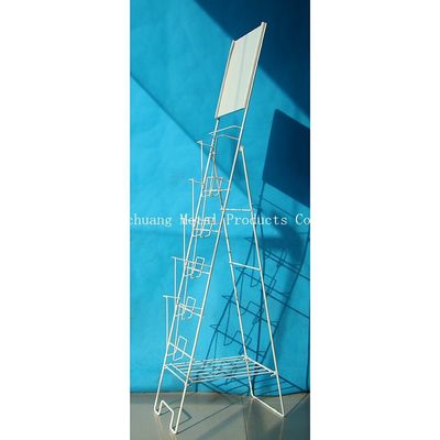 Scaffale di esposizione portatile della rivista del metallo di approvazione H1000mm di TUV, scaffali di libro con  Bianco
