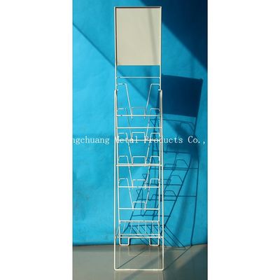 Scaffale di esposizione portatile della rivista del metallo di approvazione H1000mm di TUV, scaffali di libro con  Bianco