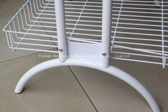 Scaffale di esposizione su ordinazione del metallo della patatina fritta con il canestro a quattro vie bianco