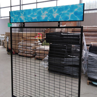 Vendita al dettaglio multifunzionale Mesh Wire Hanging Display Rack del supermercato con i tabelloni per le affissioni del PVC