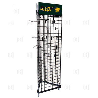 3 scaffali di esposizione parteggiati del supermercato di griglia del cavo del triangolo con Logo And Casters
