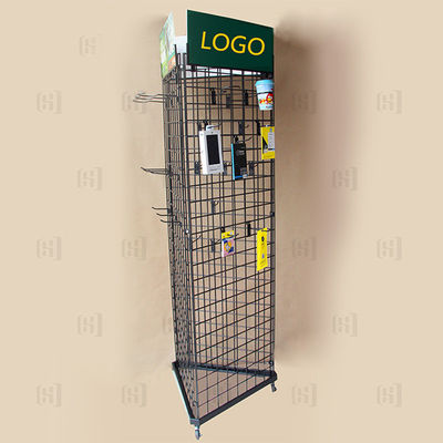 3 scaffali di esposizione parteggiati del supermercato di griglia del cavo del triangolo con Logo And Casters