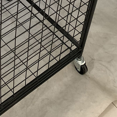 Scaffali di esposizione smontabili del supermercato del metallo di colore nero con le ruote