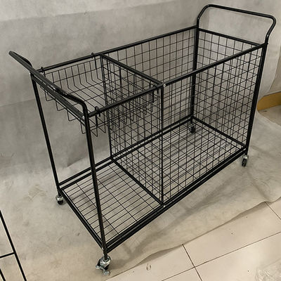Scaffali di esposizione smontabili del supermercato del metallo di colore nero con le ruote