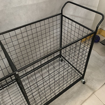 Scaffali di esposizione smontabili del supermercato del metallo di colore nero con le ruote