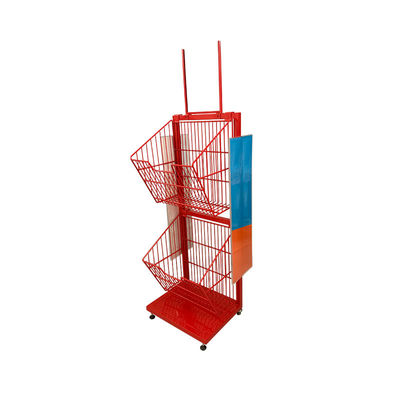 Scaffali di esposizione del supermercato di lunghezza di Mesh Wire Red Color 400mm per i biscotti Candy