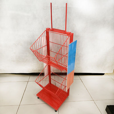 Scaffali di esposizione del supermercato di lunghezza di Mesh Wire Red Color 400mm per i biscotti Candy