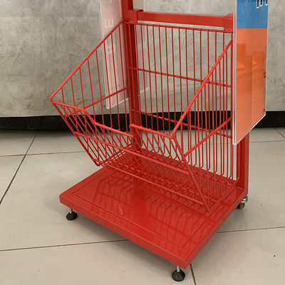 Scaffali di esposizione del supermercato di lunghezza di Mesh Wire Red Color 400mm per i biscotti Candy