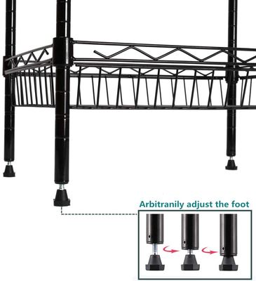 Scaffale della scaffalatura di stoccaggio del nastro metallico di 4 file con l'organizzatore d'angolo regolabile dello scaffale della cucina dei canestri