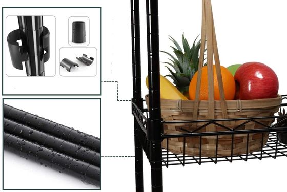 Scaffale della scaffalatura di stoccaggio del nastro metallico di 4 file con l'organizzatore d'angolo regolabile dello scaffale della cucina dei canestri