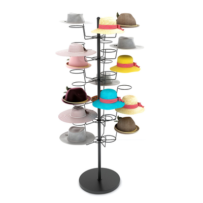 Banco di mostra del cappello del metallo del pavimento dello scaffale di esposizione del casco di 6 gomme per il bambino Fedora Cap della madre del cappello di Sun